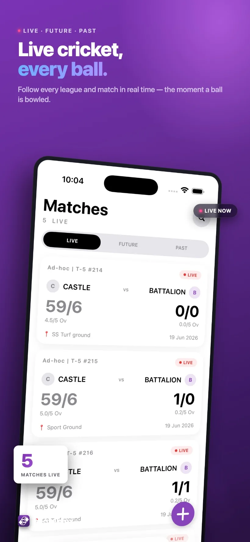 Main dashboard with recent and upcoming events