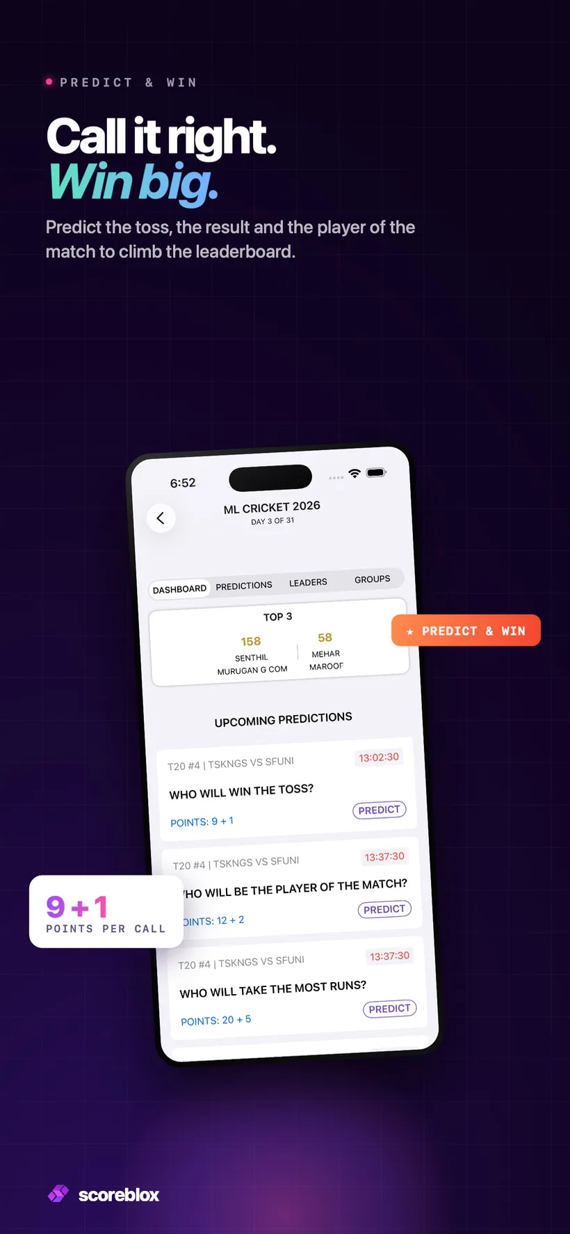 Predict and win on the leaderboard